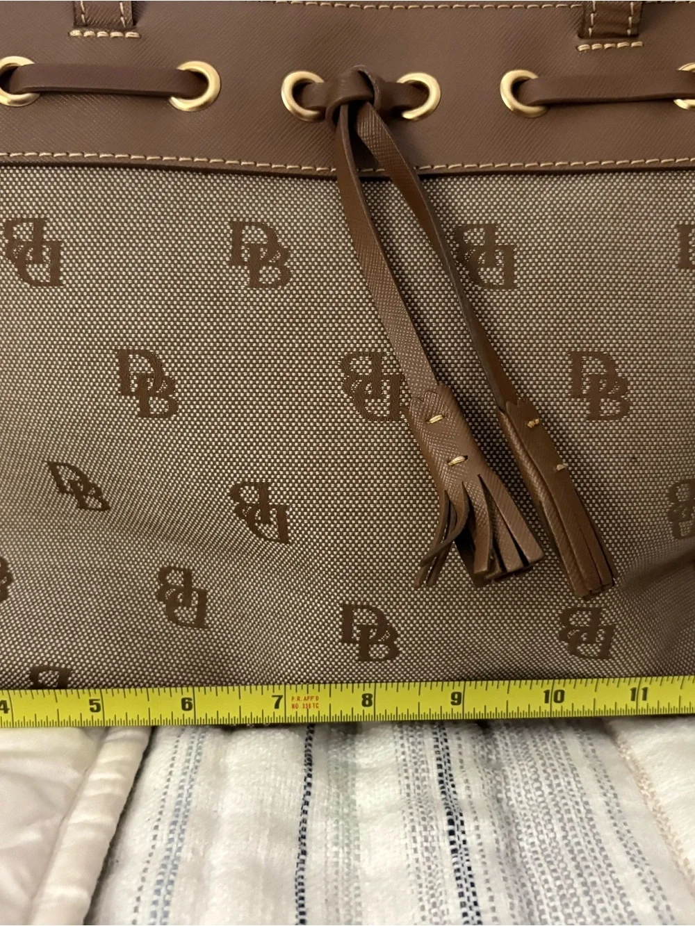 Vintage Dooney & Bourke Signature Monogram Canvas Tassel Tote Bag – Never Used